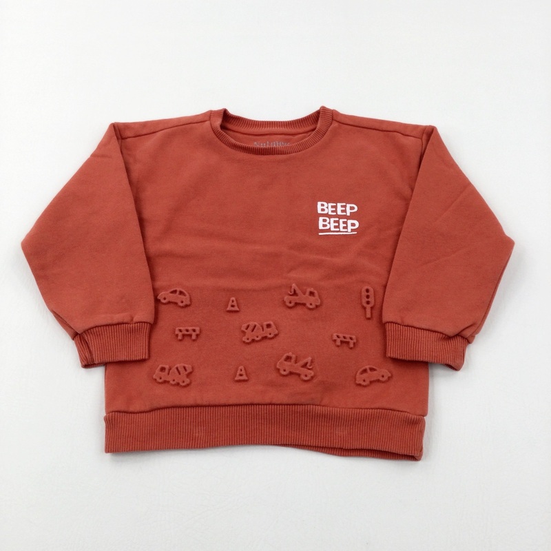 'Beep Beep' Cars & Diggers Orange Sweatshirt - Boys 3-4 Years