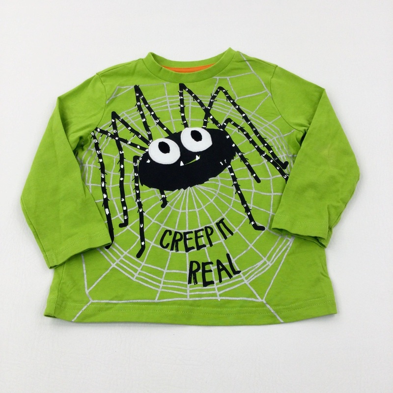 'Creep It Real' Spider Appliqued Lime Green Long Sleeve Top - Boys/Girls 18-24 Months