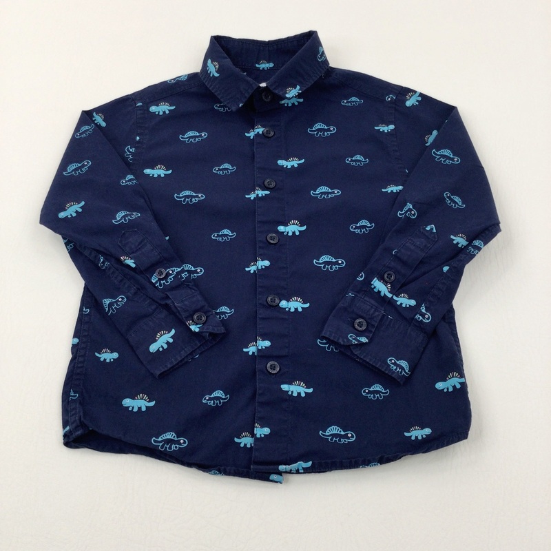 Dinosaurs Navy Long Sleeve Shirt - Boys 3-4 Years