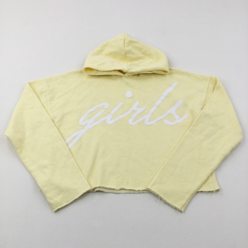 'Girls' Yellow Cropped Hoodie - Girls 12-13 Years