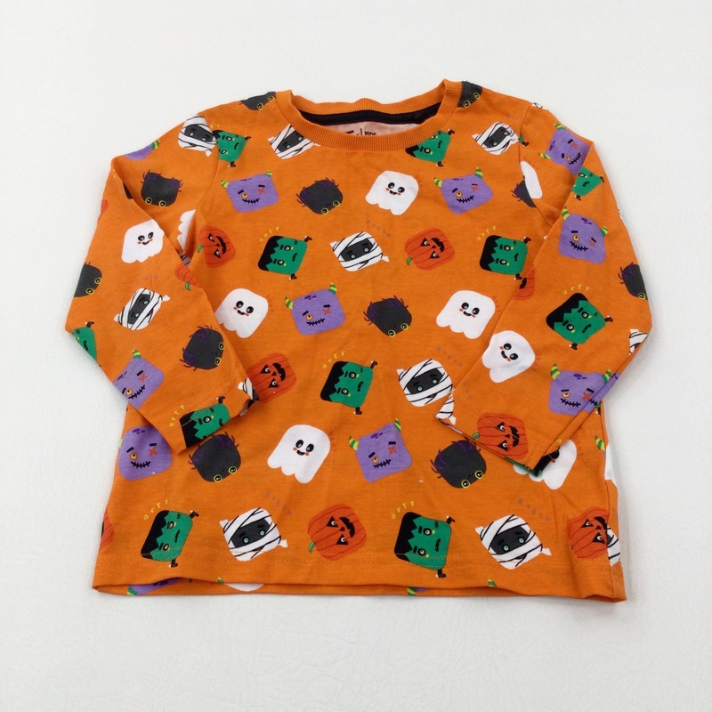 'Grrr' Pumpkins & Ghosts Orange Long Sleeve Top - Boys/Girls 18-24 Months