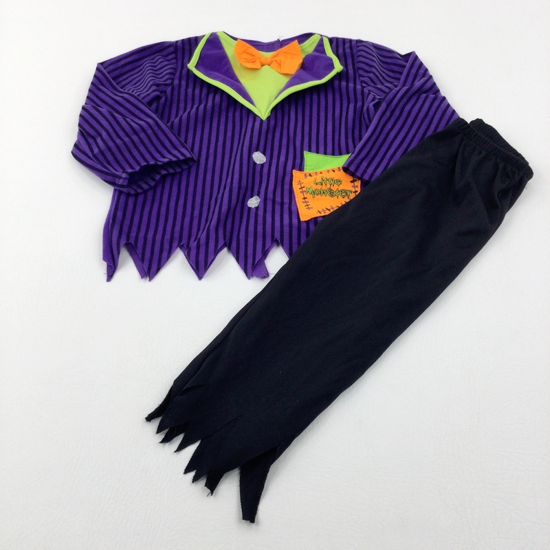 'Little Monster' Purple Striped Long Sleeve Top & Black Trousers Set - Boys/Girls 2-3 Years