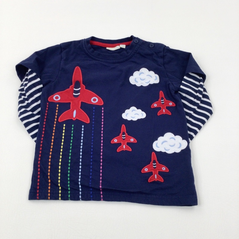 Red Arrows Planes Appliqued Colourful Navy Long Sleeve Top - Boys 4-5 Years