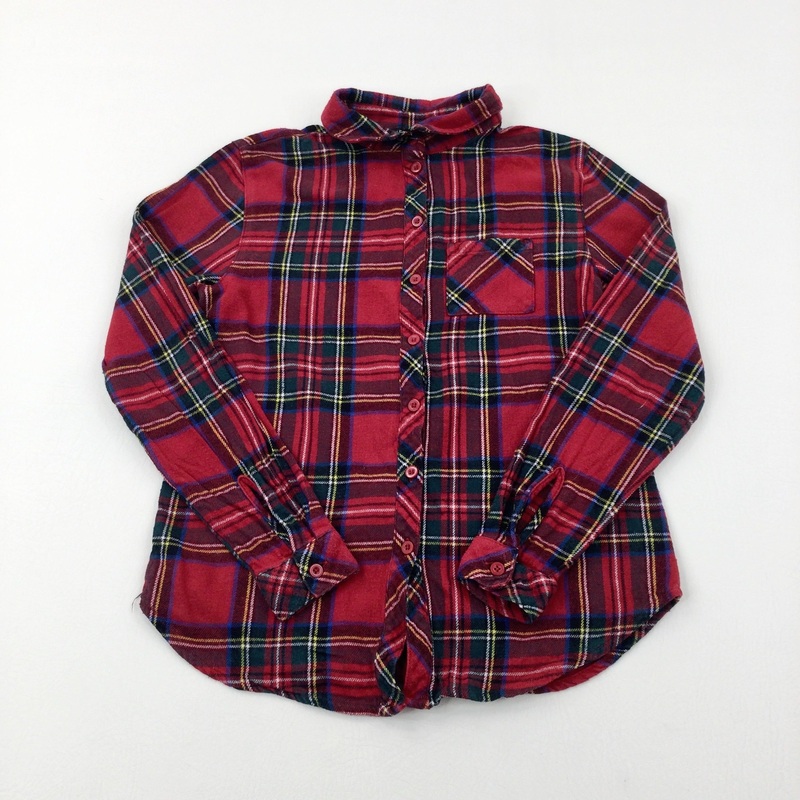 Red Tartan Long Sleeve Shirt - Girls 8-9 Years
