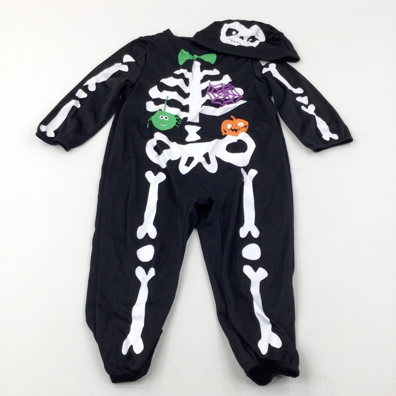 Skeleton Black Costume With Hat - Boys/Girls 3-4 Years
