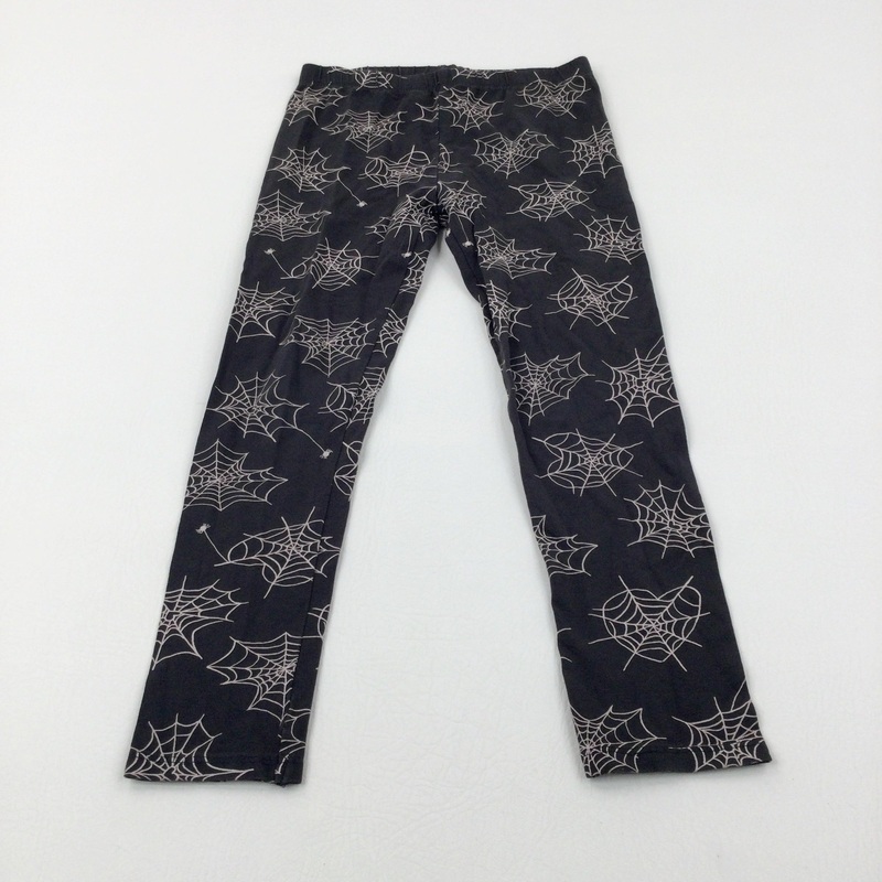 Spider Webs Charcoal Grey Leggings - Girls 6-7 Years