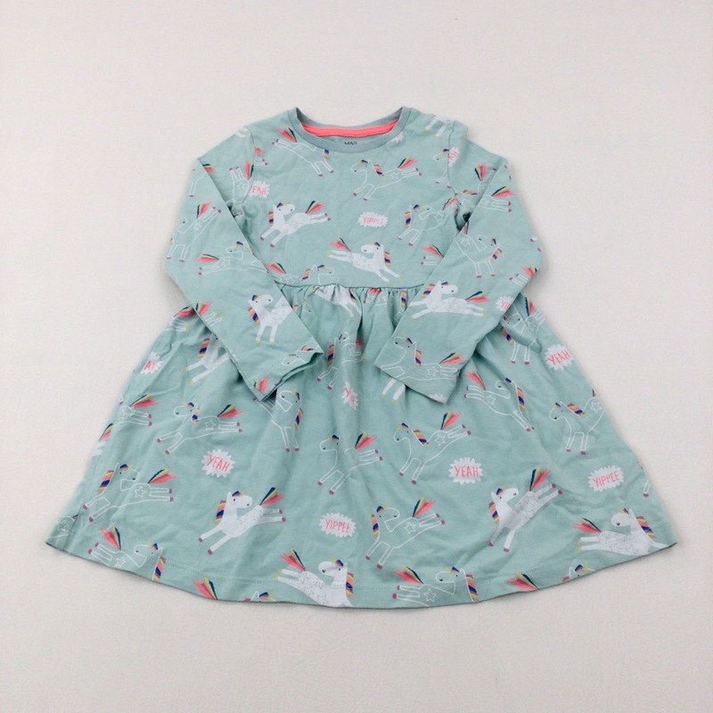 Yippee' Unicorns Turquoise Jersey Dress - Girls 4-5 Years