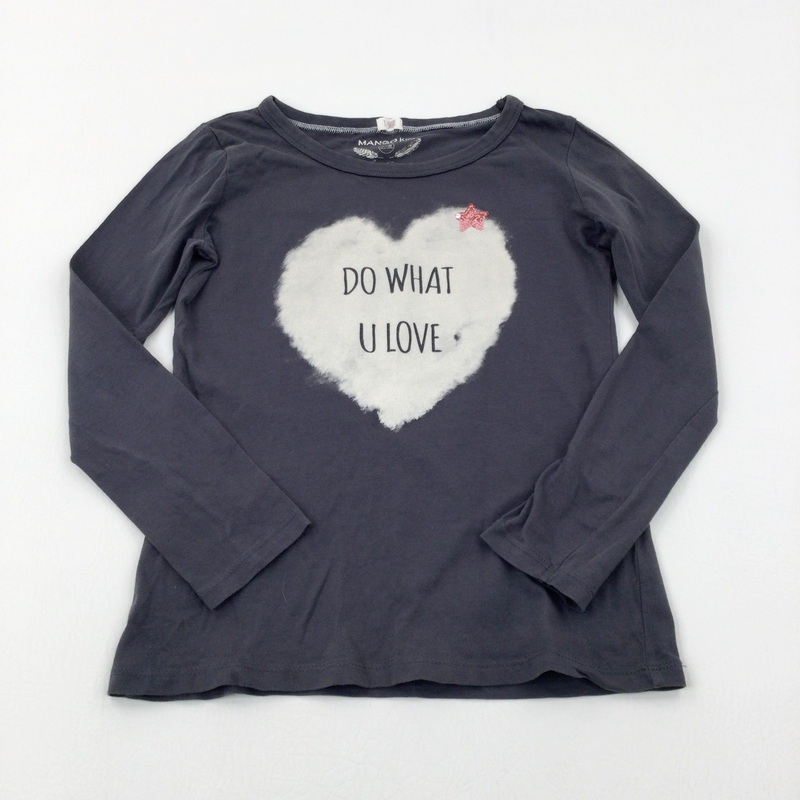 'Do What U Love' Star Sequinned Charcoal Grey Long Sleeve Top - Girls 7-8 Years