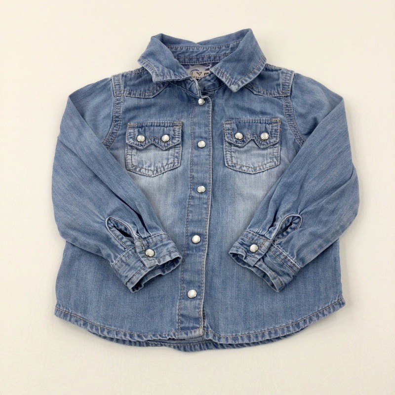 Light Blue Denim Long Sleeve Shirt - Girls 2-3 Years