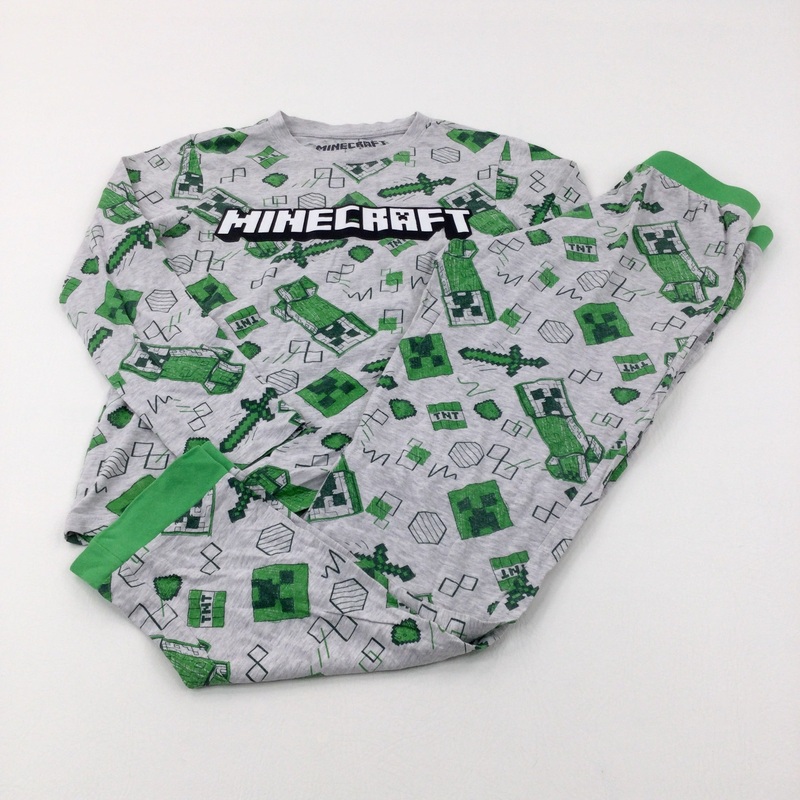 'Minecraft' Creepers Green & Grey Pyjamas - Boys 11-12 Years