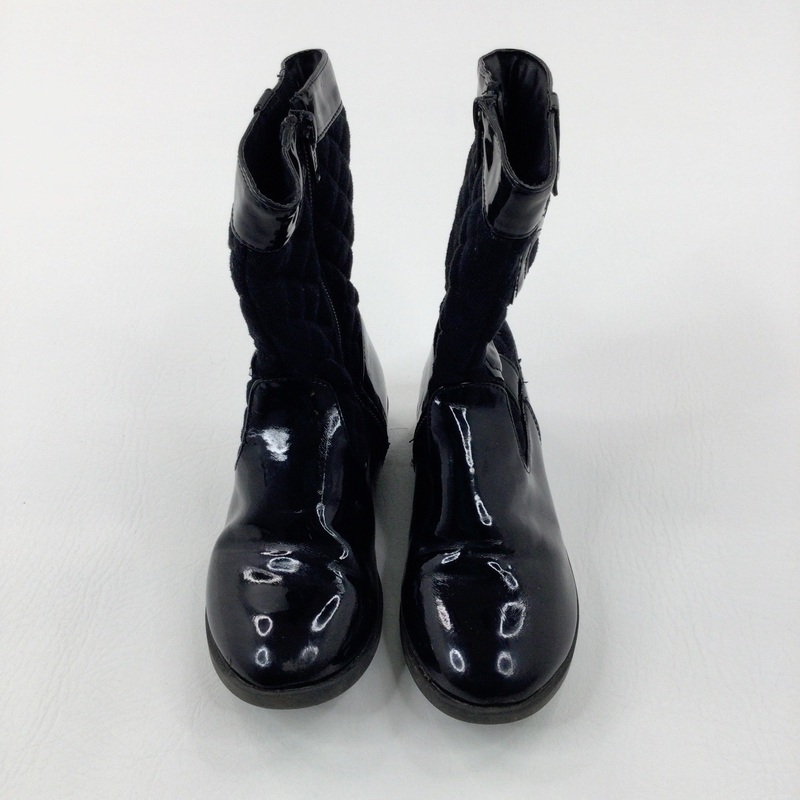Bows Black Quilted Patent Boots - Size 10