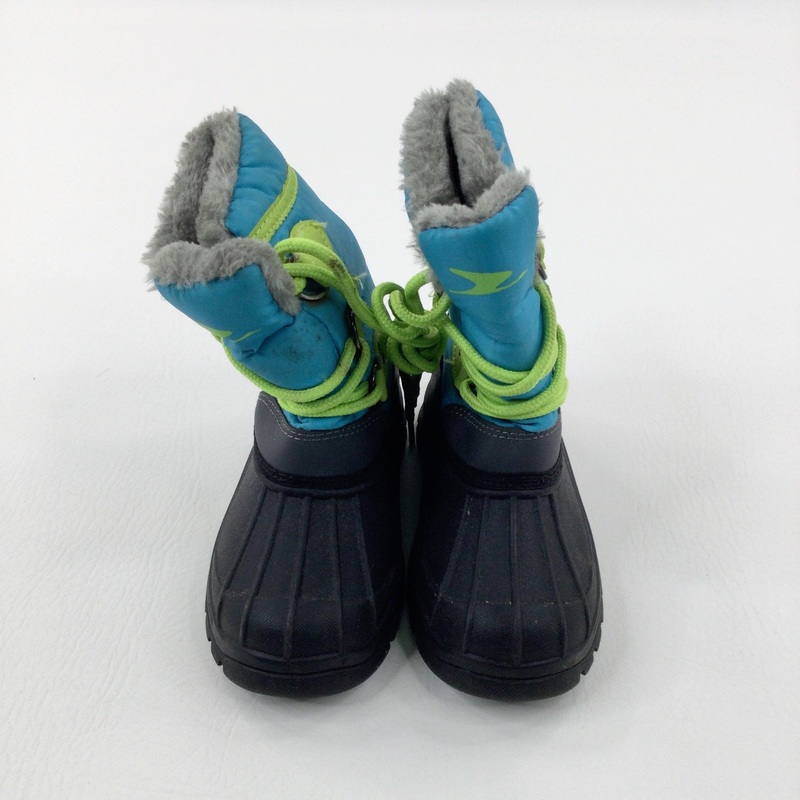'Crane' Lime Green & Blue Fleece Lined Snow Boots - Size 9