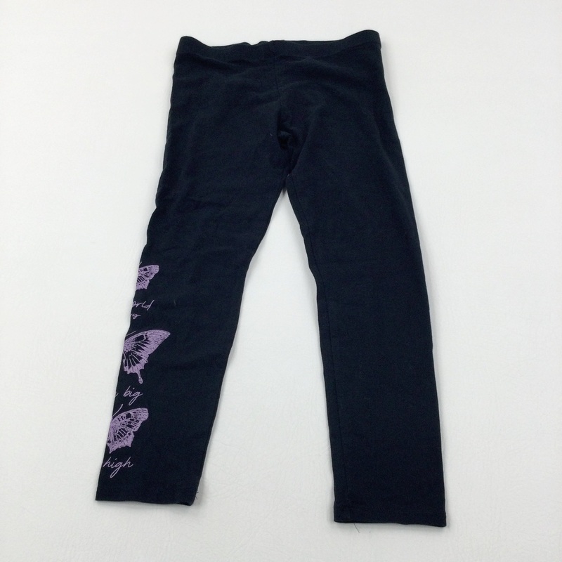 'Fly High' Butterflies Black Leggings - Girls 8-9 Years