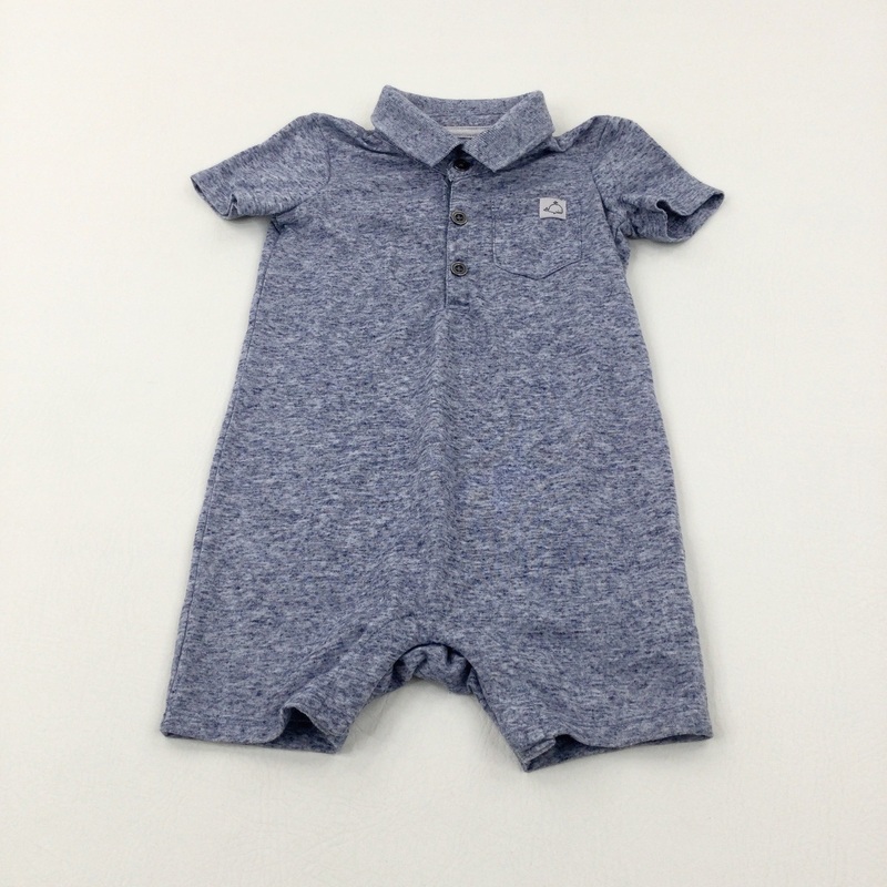 Mottled Blue Jersey Romper - Boys 12-18 Months
