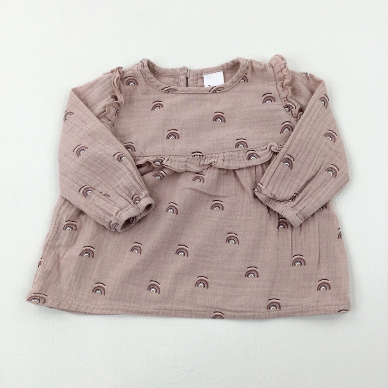 Rainbows Dusky Pink Long Sleeve Top - Girls 6-9 Months