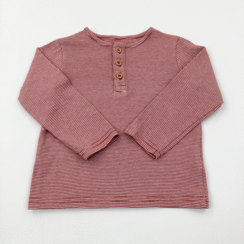 Red Striped Long Sleeve Top - Boys 6-9 Months