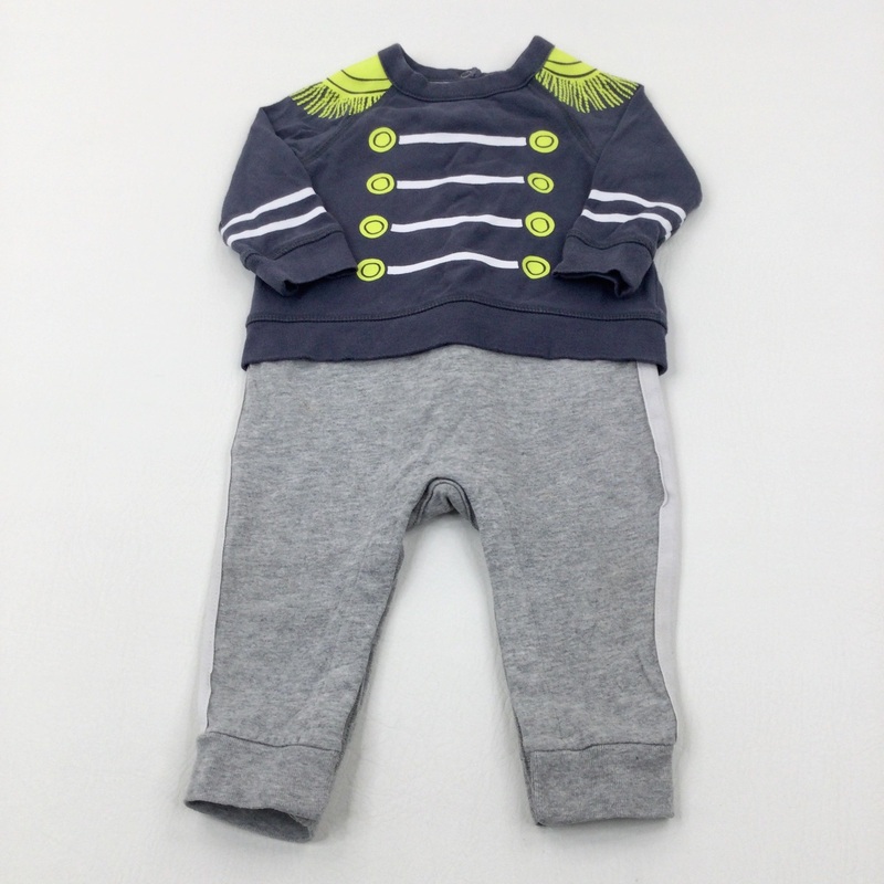 Soldier Charcoal Grey Romper- Boys 6-9 Months