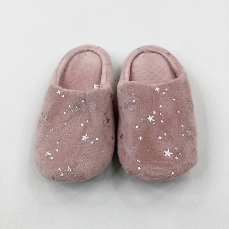 Stars Pink Fluffy Slippers - Size 2