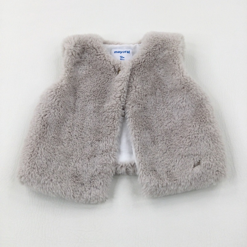Stone Fluffy Gilet - Girls 9-12 Months