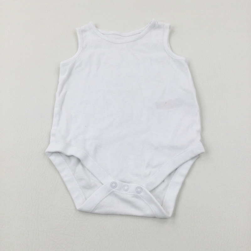 White Cotton Bodysuit - Boys 12-18 Months