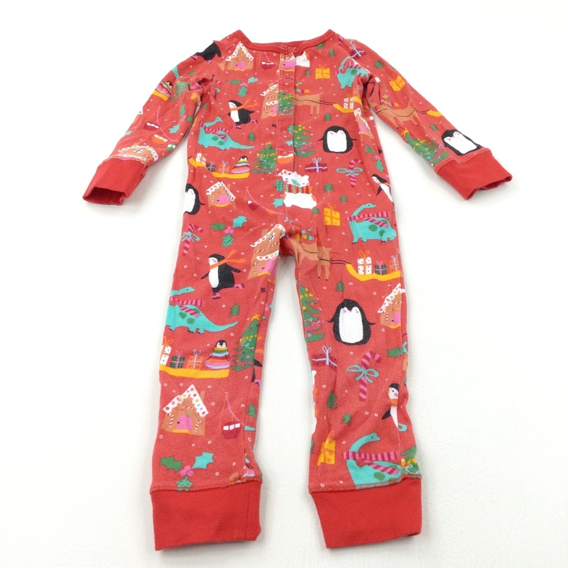 Christmas Scenes Red Jersey Romper - Boys/Girls 3 Years