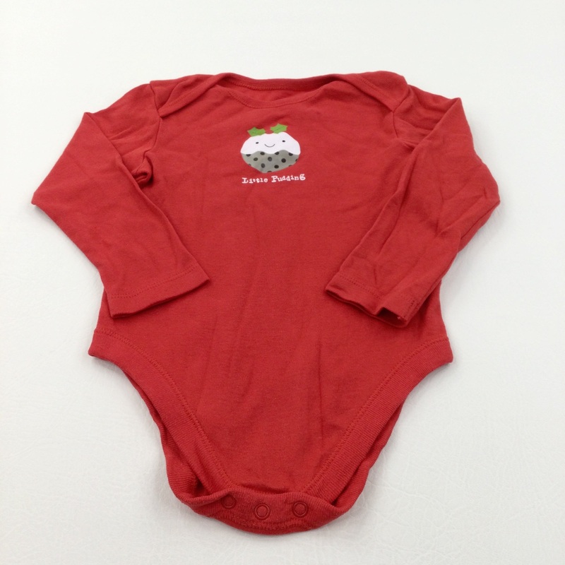 'Little Pudding' Christmas Pudding Red Long Sleeve Bodysuit - Boys/Girls 18-24 Months