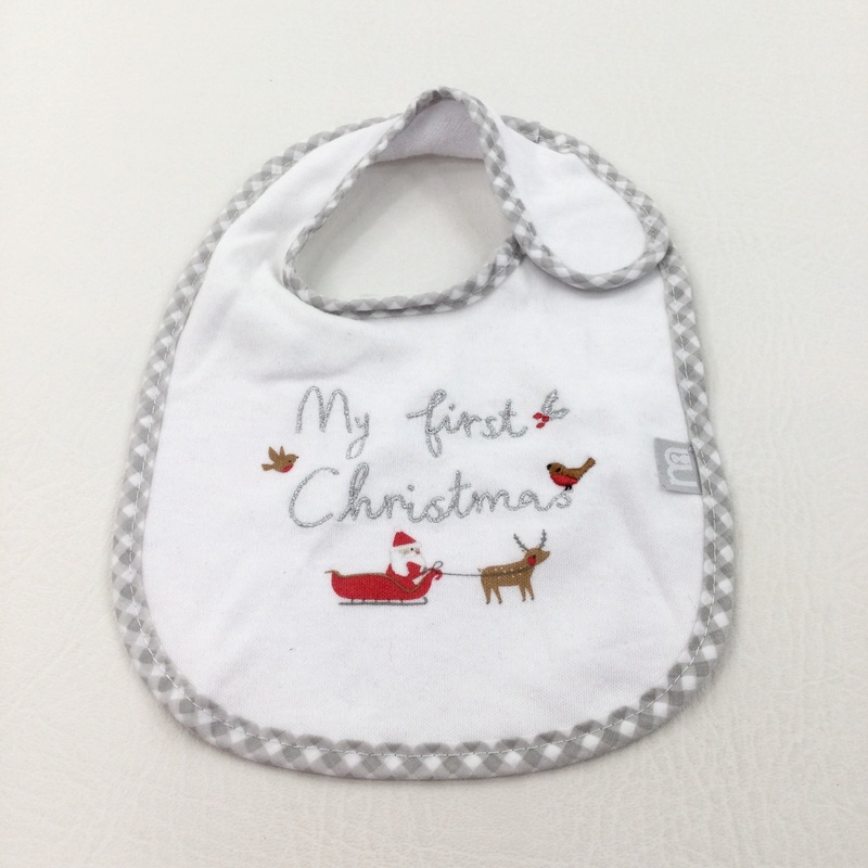 'My First Christmas' White Bib - Boys/Girls One Size