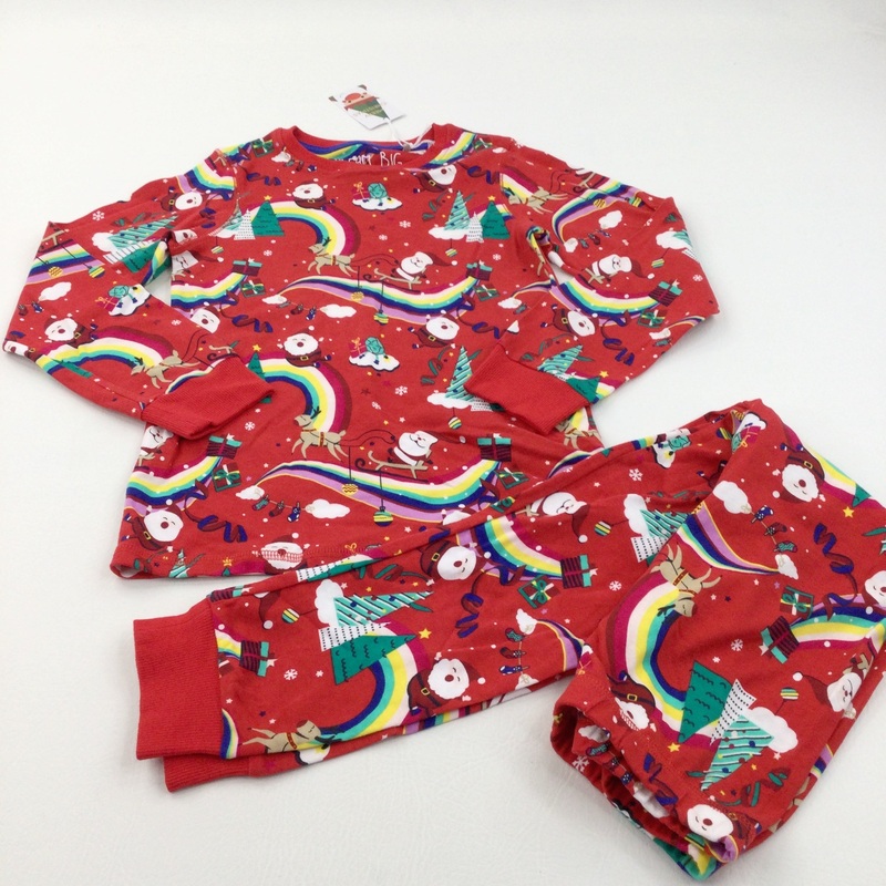 **NEW** Father Christmas & Rainbows Red Pyjamas - Girls 8-9 Years