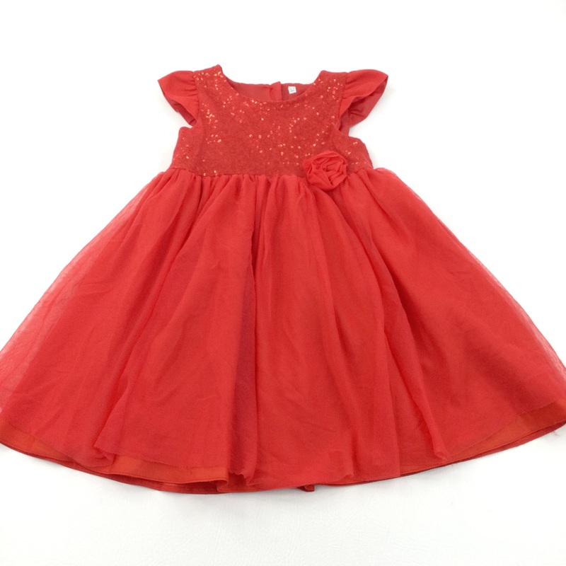Sparkly Sequins Red Christmas Party Dress - Girls 6-7 Years