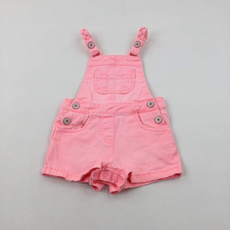 Pink Denim Short Dungarees - Girls 12-18 Months