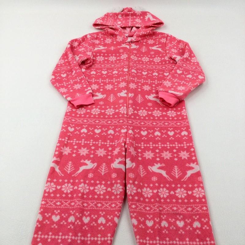 Reindeer & Snowflakes Pink Knitted Hooded Onesie - Girls 9-10 Years