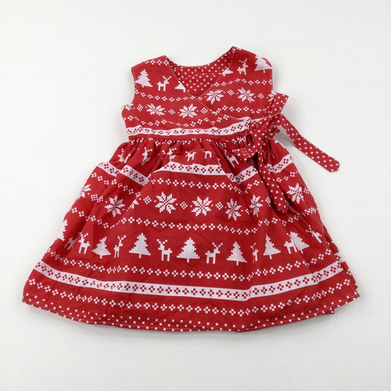 Snowflakes Red Dress - Girls 4-5 Years