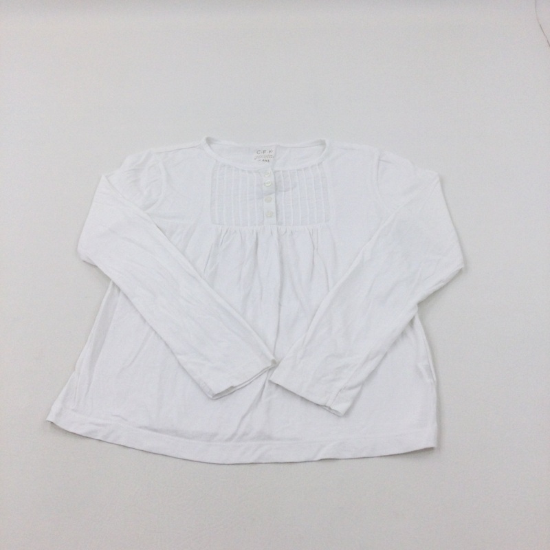 White Cotton Long Sleeve Top - Girls 9-10 Years