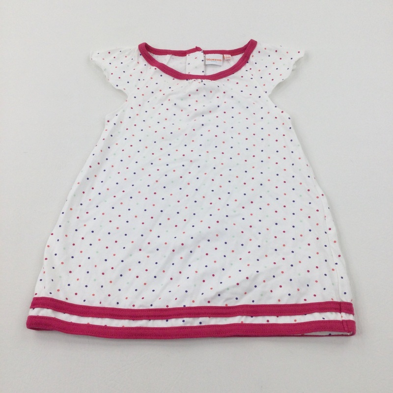 White Spotty Cotton Dress - Girls 9-12 Months