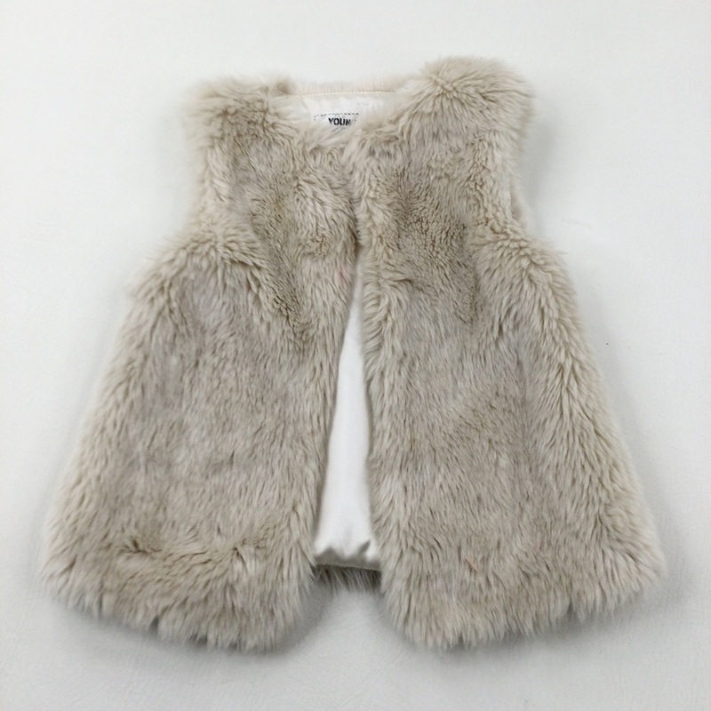 Beige Faux Fur Gilet - Girls 5-6 Years