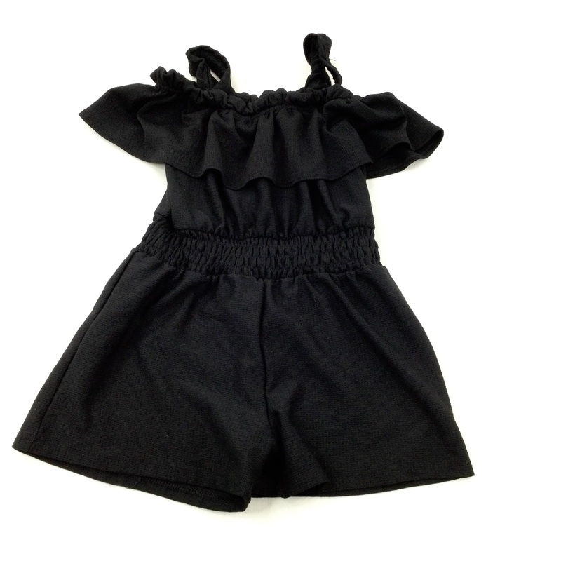 Black Frill Playsuit - Girls 5-6 Years