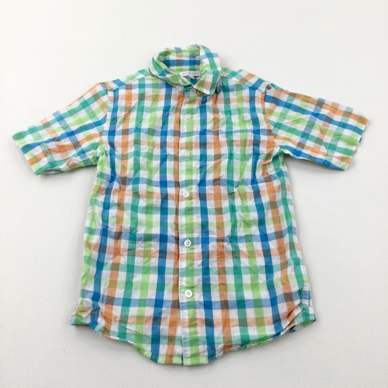 Colourful Checked Cotton Short Sleeve Shirt - Boys 5-6 Years