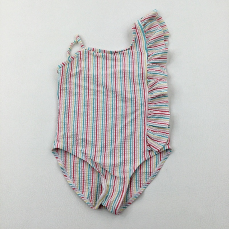 Colourful Striped Swimming Costume - Girls 5-6 Years