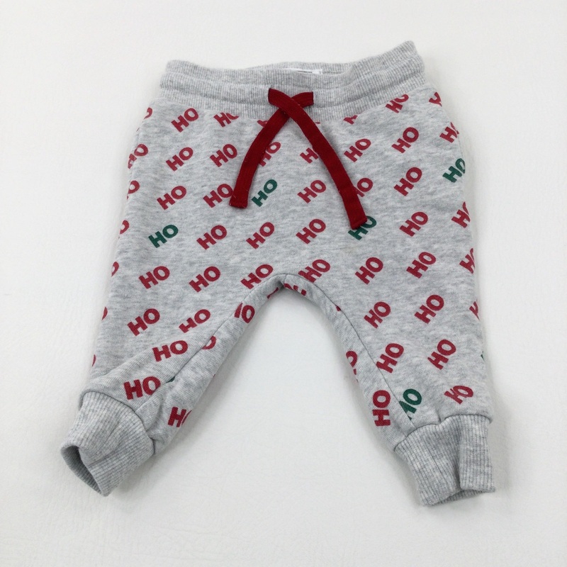 'Ho Ho Ho' Red & Grey Joggers - Boys 6-9 Months