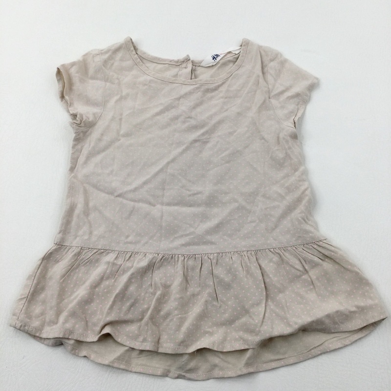 Pink Dots Beige Blouse - Girls 5-6 Years