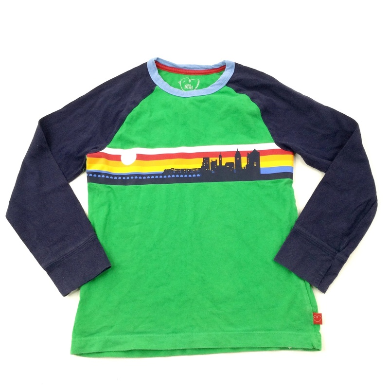Rainbow Skyline Green & Navy Long Sleeve Top - Boys 6-7 Years