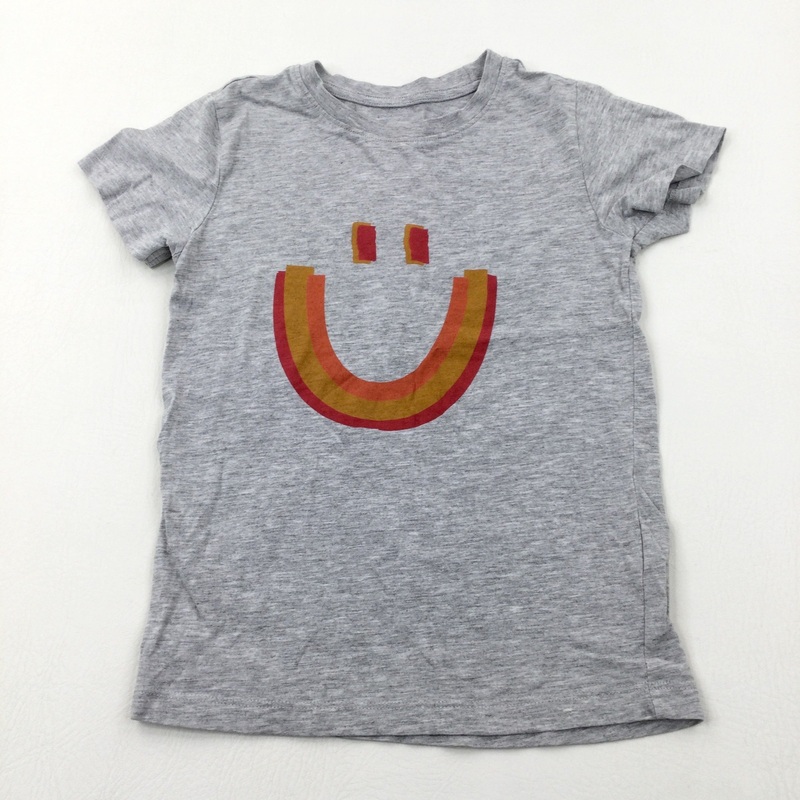 Smiley Face Grey T-Shirt - Boys 5-6 Years