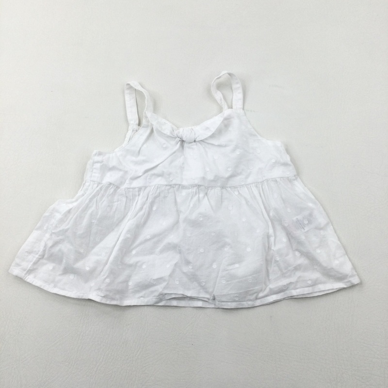 Spotty White Cotton Vest Top - Girls 5-6 Years