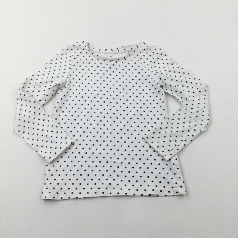 Stars Navy & White Long Sleeve Top - Girls 5-6 Years