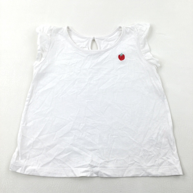 Strawberry Embroidered White T-Shirt - Girls 4-5 Years