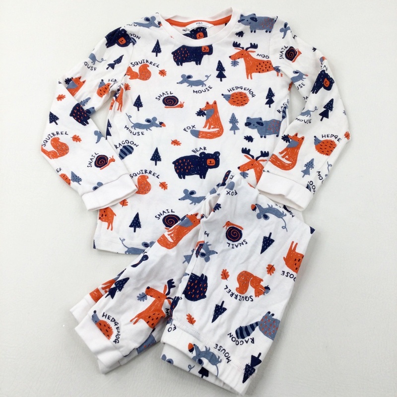 Wild Animals White Pyjamas - Boys 5-6 Years