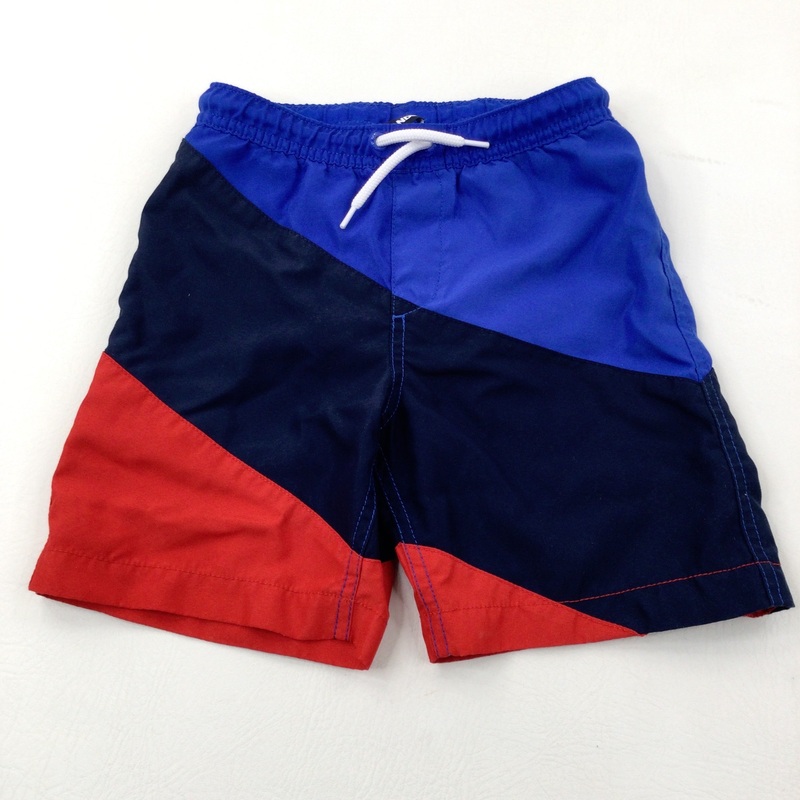 Blue, Navy & Red Swimming Shorts - Boys 6-7 Years