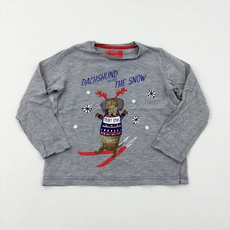 'Dachshund Through The Snow' Dog & Snowflakes Grey Long Sleeve Top - Girls 3-4 Years