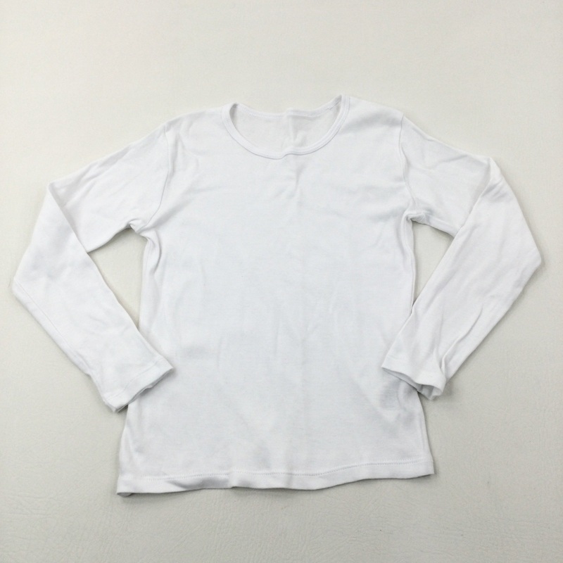 White Long Sleeve Top - Boys/Girls 6-7 Years