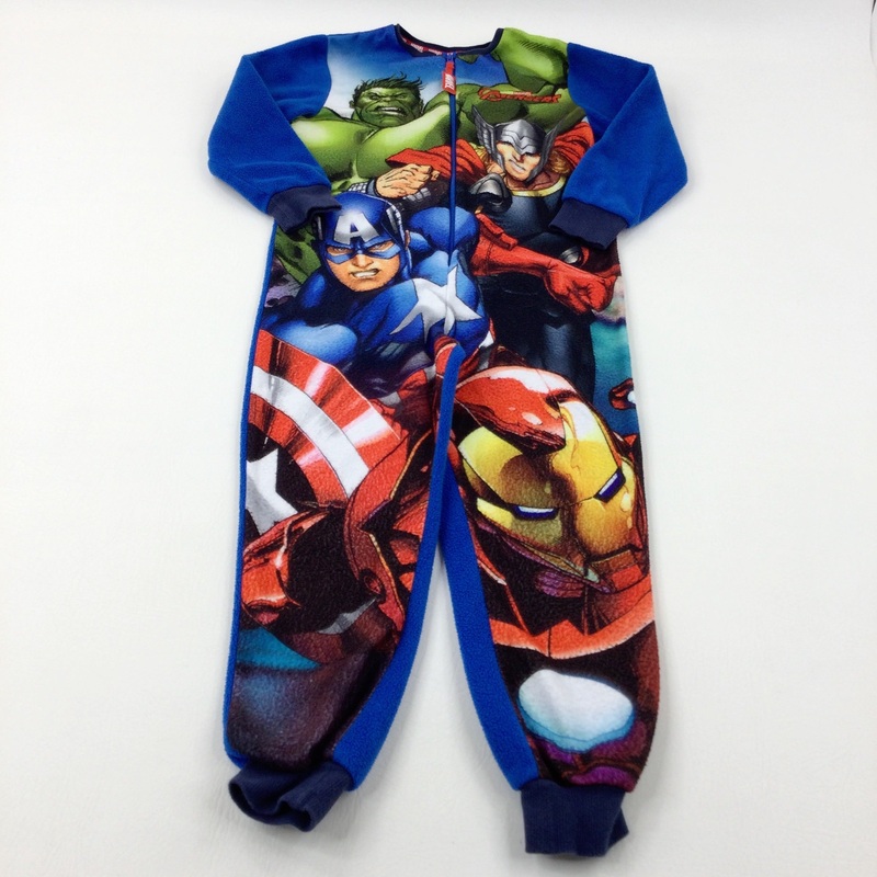 'Avengers' Superheroes Colourful Blue Fleece Onesie - Boys 5-6 Years